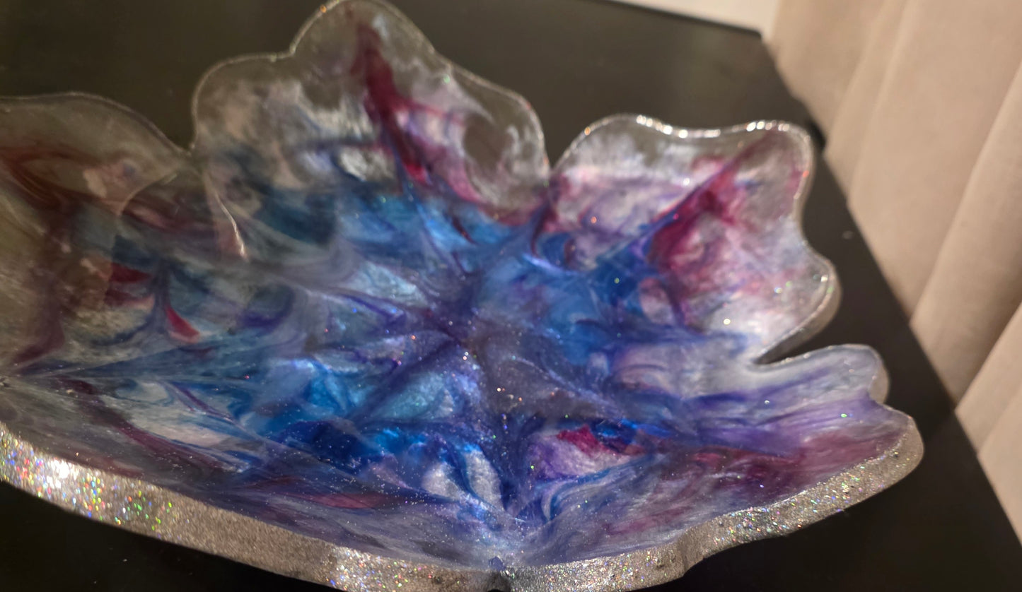 Handmade Resin Fruit Bowl – Blue, Rose & Pearl