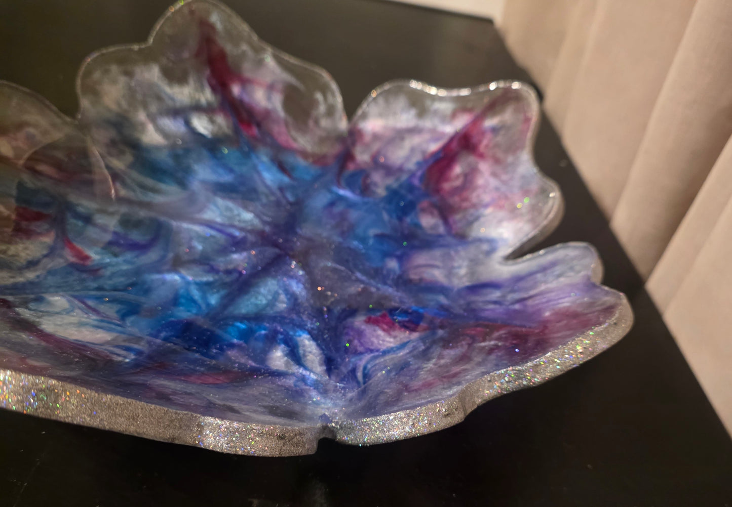 Handmade Resin Fruit Bowl – Blue, Rose & Pearl