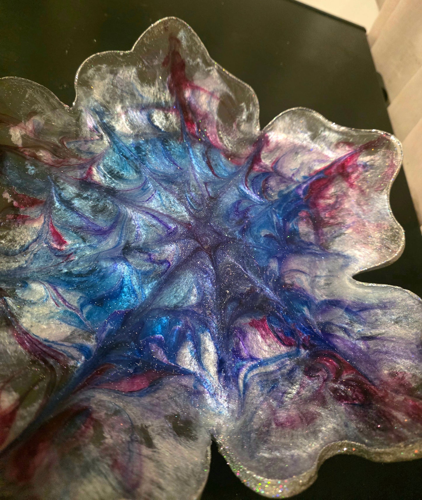 Handmade Resin Fruit Bowl – Blue, Rose & Pearl