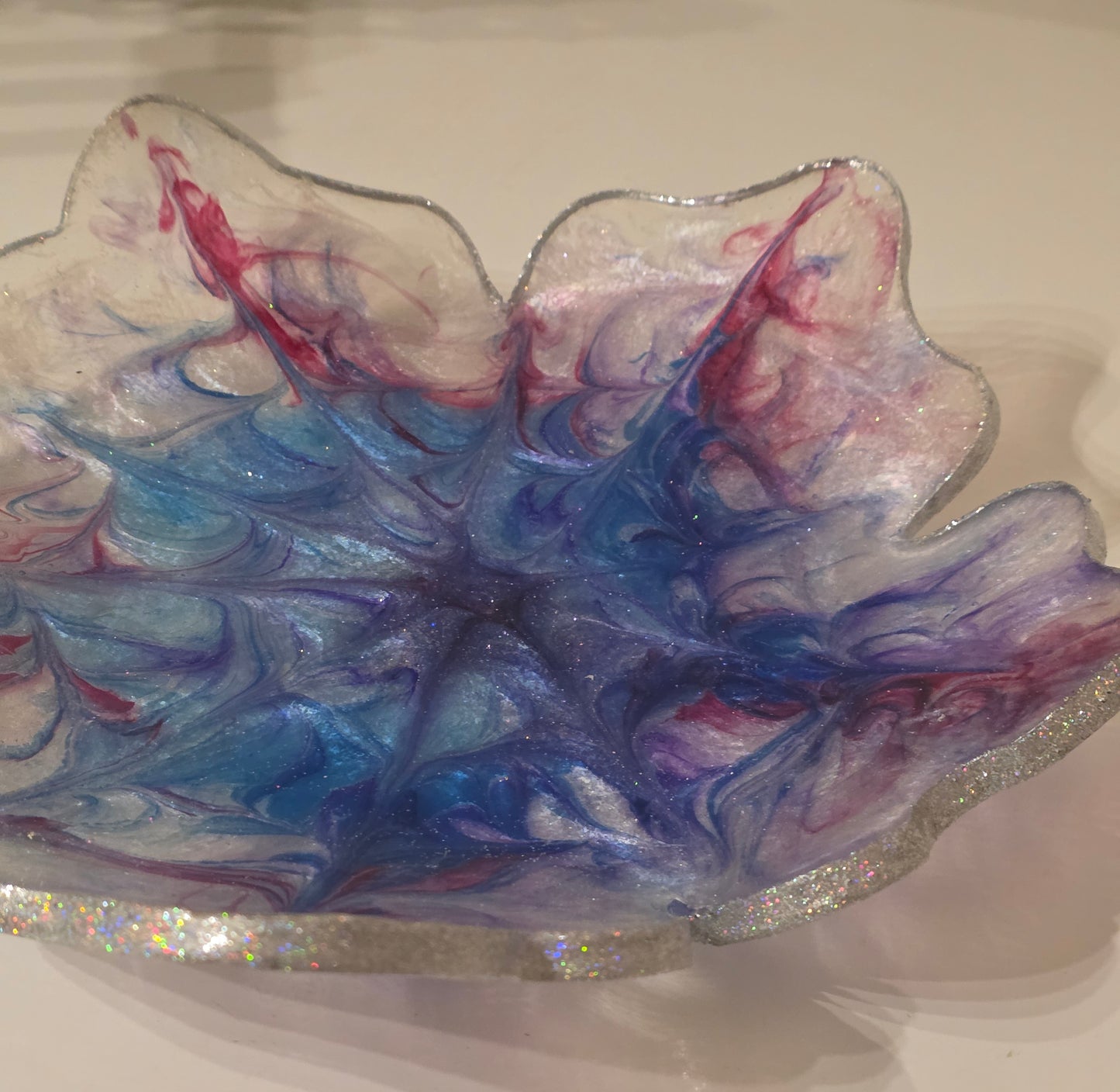 Handmade Resin Fruit Bowl – Blue, Rose & Pearl
