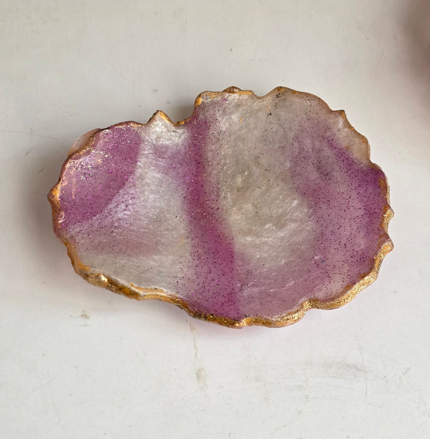 Lilac & Gold Resin Table Set — Napkin Holder, Candle Holder, Coasters & Plate