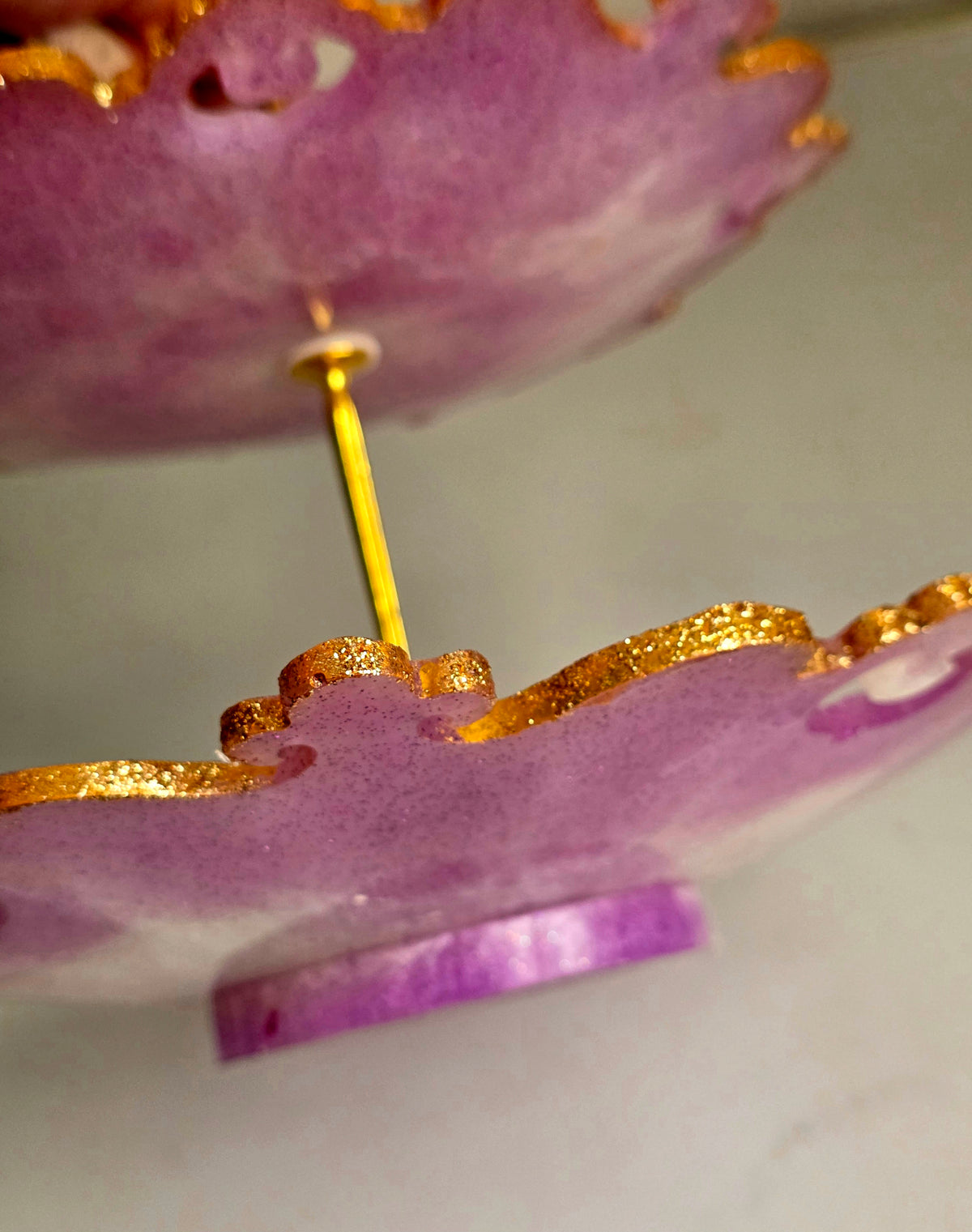 Lilac & Gold Table Set | Napkin Holder, Candle Holder & Coasters | Handmade Resin | AlyTrend Studio