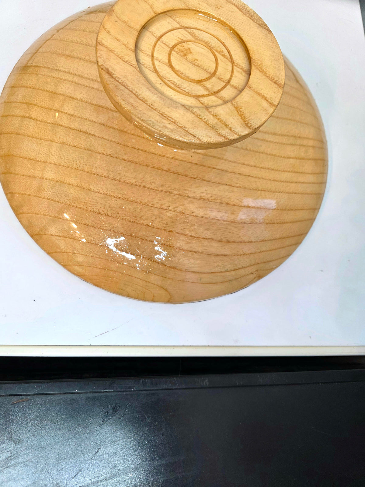 Ocean Art Bowl on Wooden Stand – Deep Blue & Teal with Real Seashells | Handmade Resin | Collector's Piece