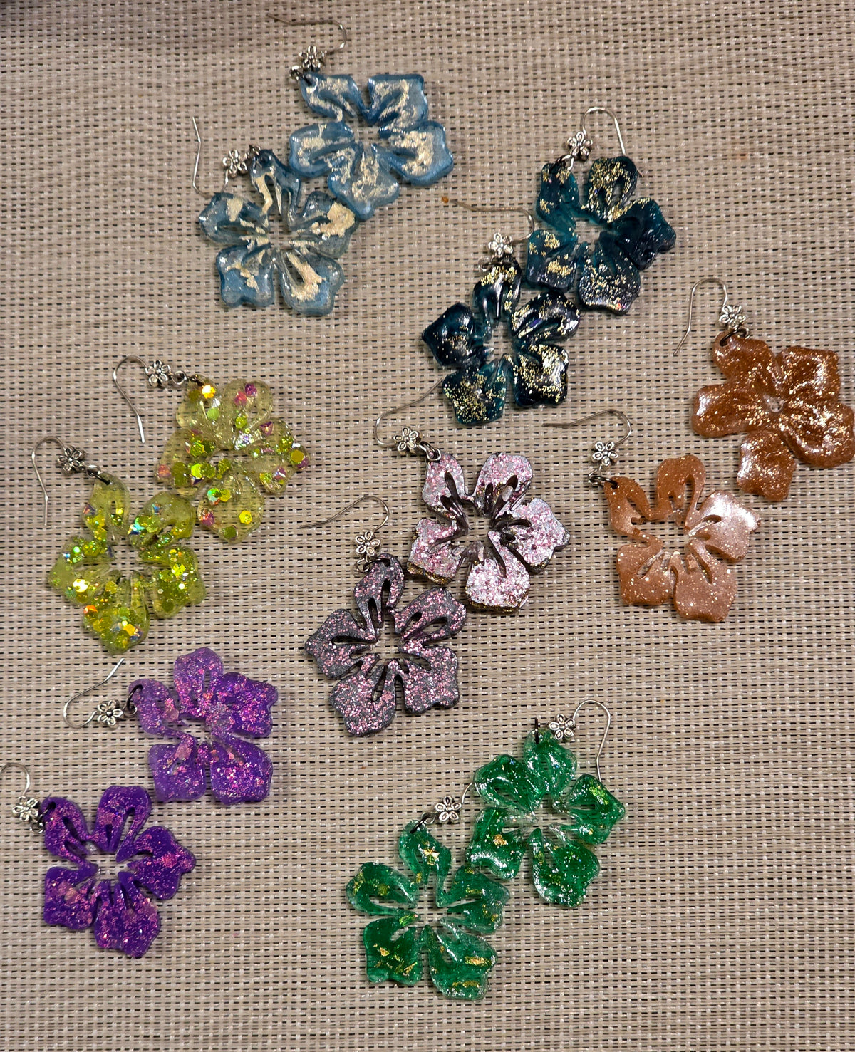 Hibiscus Flower Drop Earrings – Handmade Resin – AlyTrend Studio