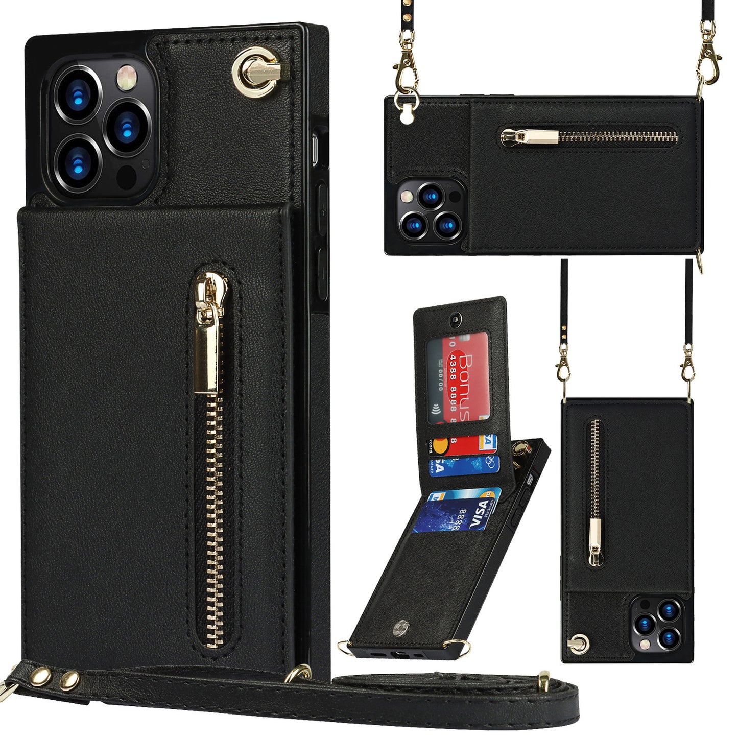 iPhone XR Crossbody iPhone Case – TPU Leather Wallet, Shockproof, Magnetic & Anti-Fall Cover