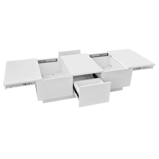 Modern Black Gloss Coffee Table – Double Drawers with Hidden Storage, 100×50×31 cm