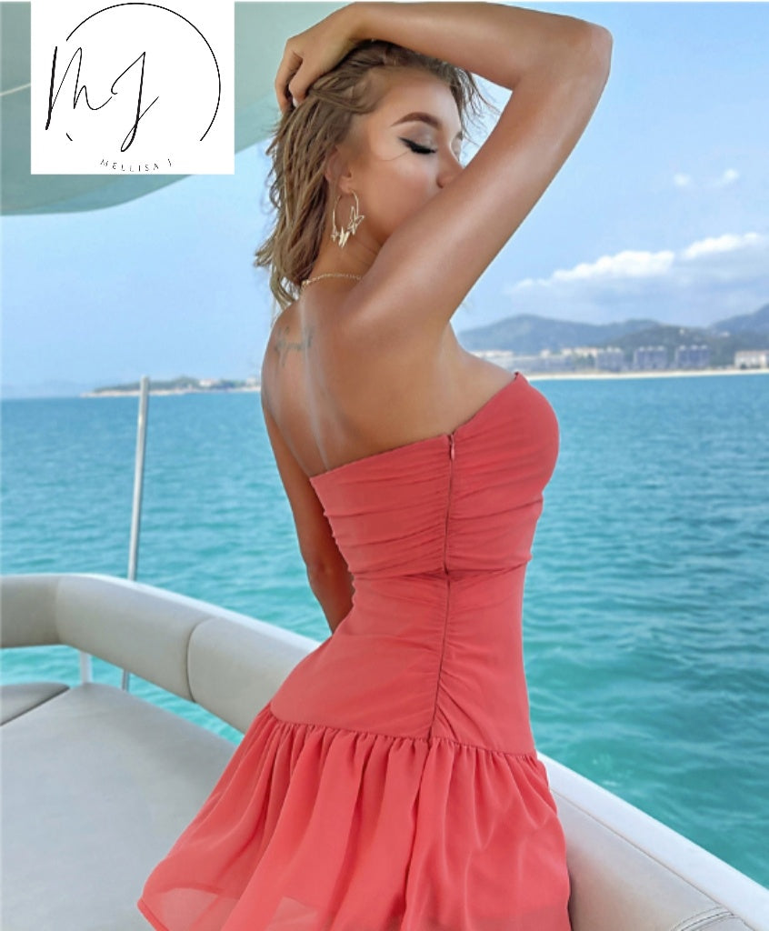 Summer Off Shoulder Cut-Out Ruffle Dress for Women