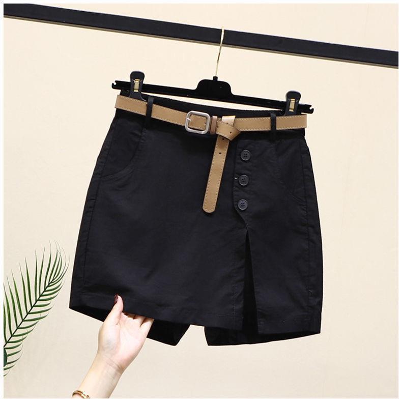 Women's Cotton Shorts – High Waist, Belted, Buttoned Front