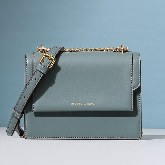 Women’s Leather Shoulder Bag – Small Square Messenger Bag with Two-Layer Cowhide