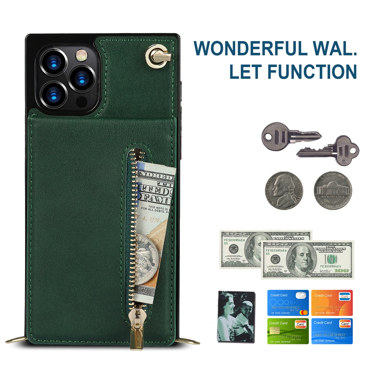 iPhone XR Crossbody iPhone Case – TPU Leather Wallet, Shockproof, Magnetic & Anti-Fall Cover