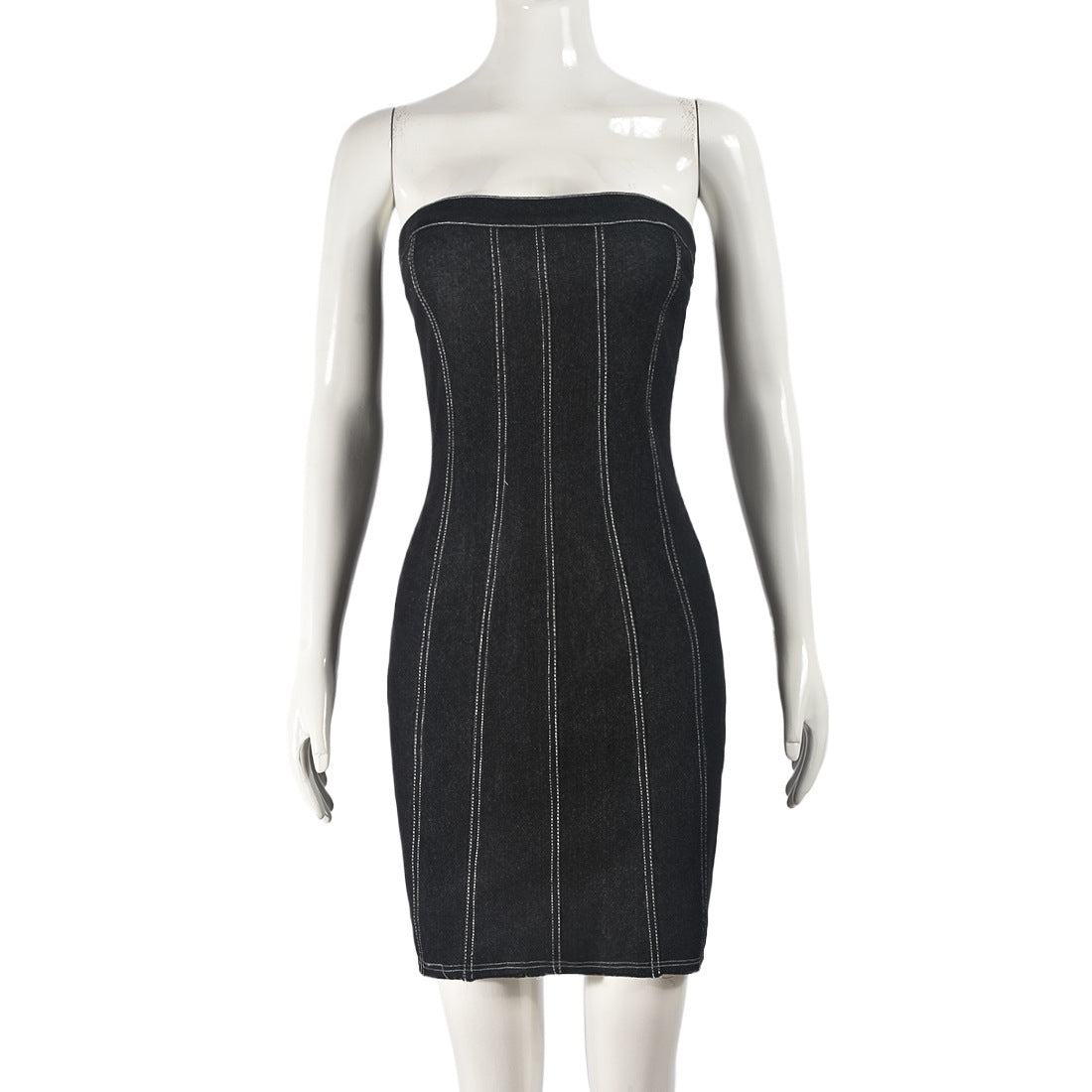 „Backless Tube Denim Dress Summer Y2K Slim Short for Women