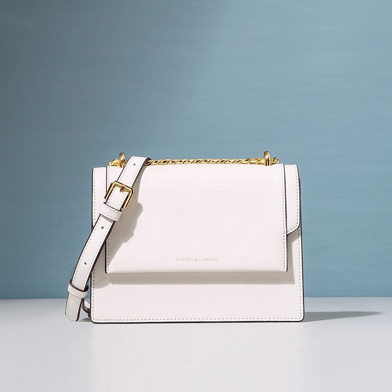 Women’s Leather Shoulder Bag – Small Square Messenger Bag with Two-Layer Cowhide