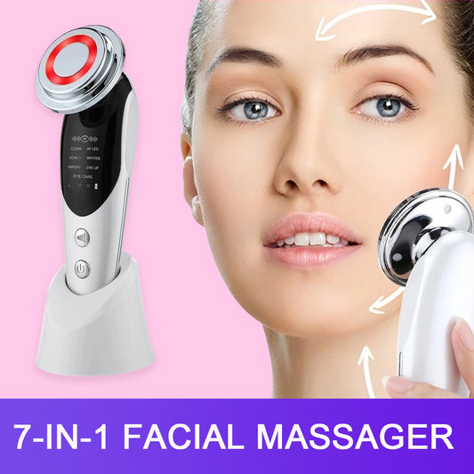 7-in-1 Facial Massager – EMS Microcurrent, LED Light Therapy & Skin Rejuvenation Device