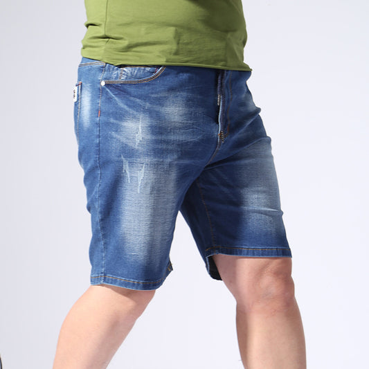 Men’s Elastic Waist Denim Shorts – Casual Summer Style