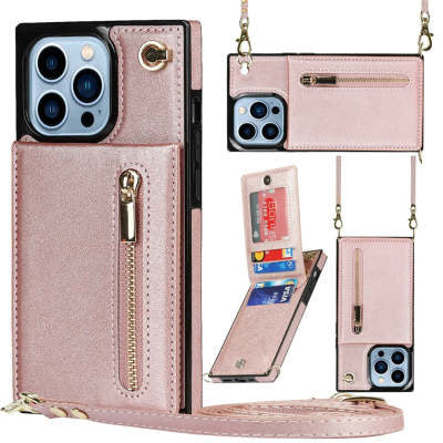 Samsung Phone Case Crossbody – PU Leather Zipper Back Cover for S22, S21, S20, Note & More