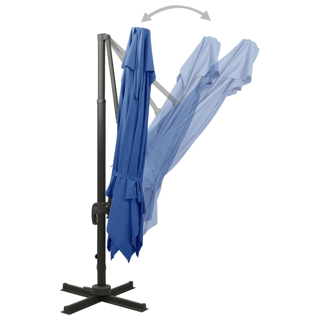 Cantilever Garden Parasol with Double Top 300x300 cm Azure Blue