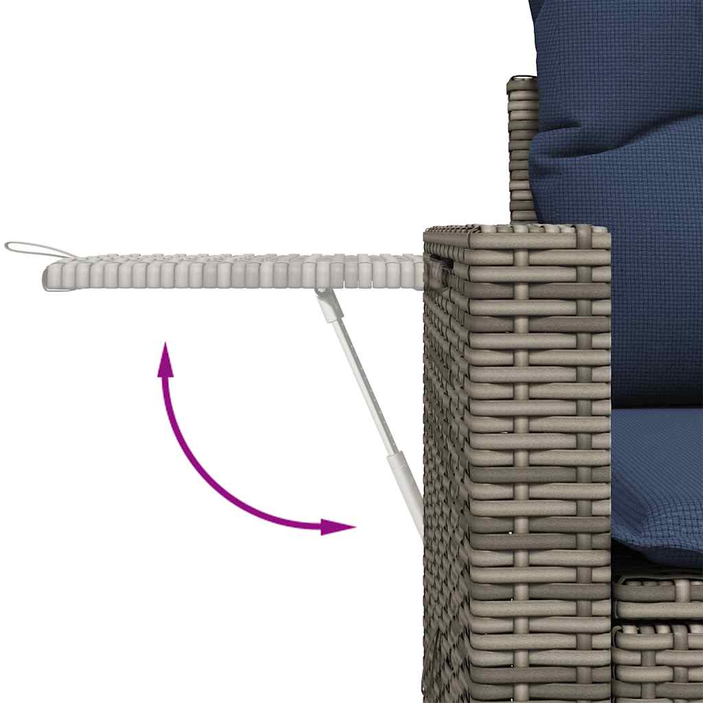 7 Piece Garden Sofa Set with Cushions Grey Poly Rattan Acacia