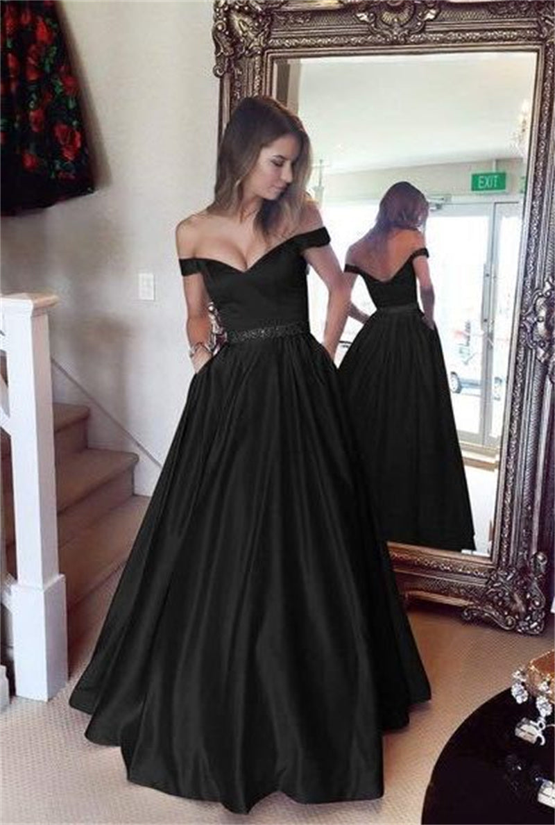 Women’s Solid Color Party Dress – Elegant & Chic