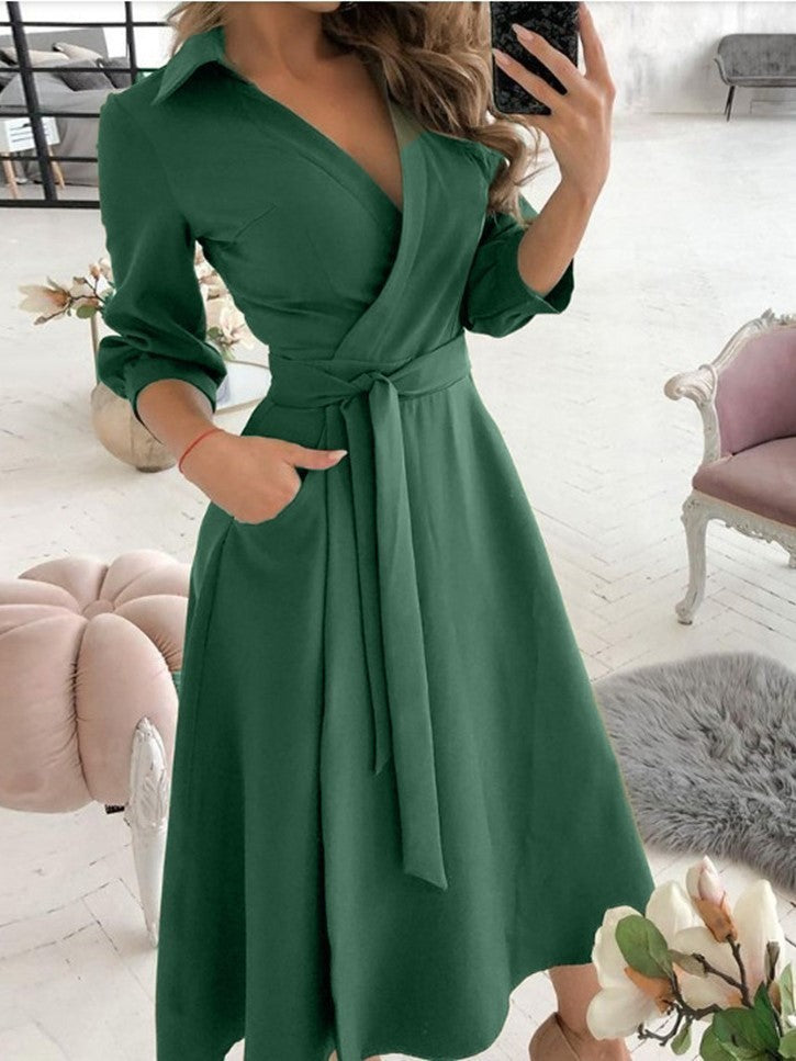 Women’s Sexy Long Sleeve Deep V-Neck Printed Dress – Irregular Hem Party Dress