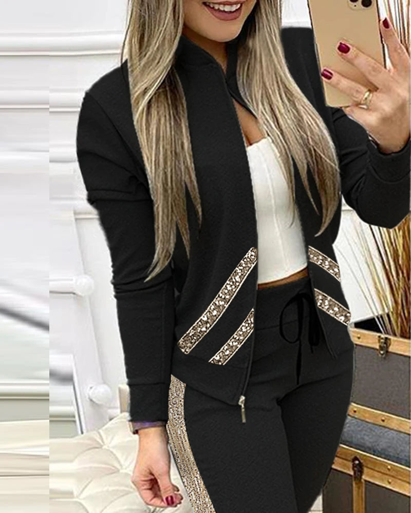 2025 Women’s Sportswear Set – Jacket + Pants Tracksuit Outfit