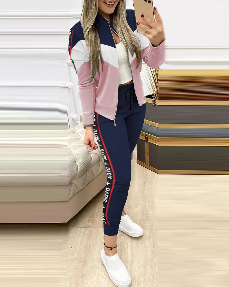 2025 Women’s Sportswear Set – Jacket + Pants Tracksuit Outfit