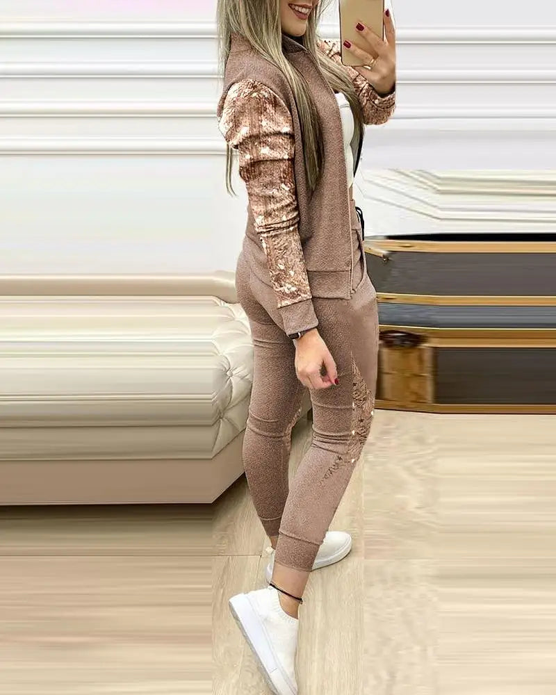 2025 Women’s Sportswear Set – Jacket + Pants Tracksuit Outfit