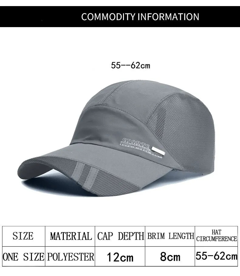Sun Protection Sports Cap – Breathable, Adjustable, Quick Dry
