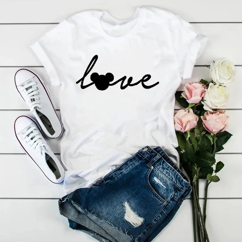 Plus Size Women’s T-Shirt – Leopard Heartbeat Print, White, Short Sleeve
