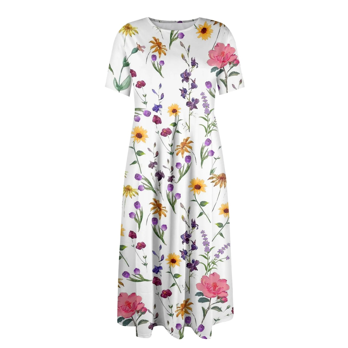 Plus Size Women’s Floral Printed Maxi Dress – Comfortable Beach or Casual Wear