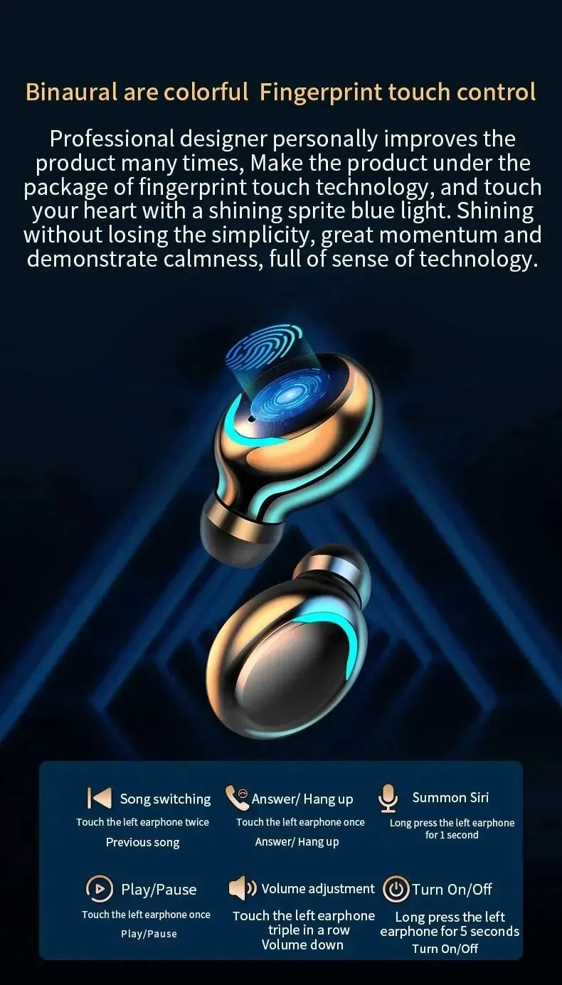 F9 Wireless Bluetooth Earbuds with Charging Case – Waterproof, LED Display