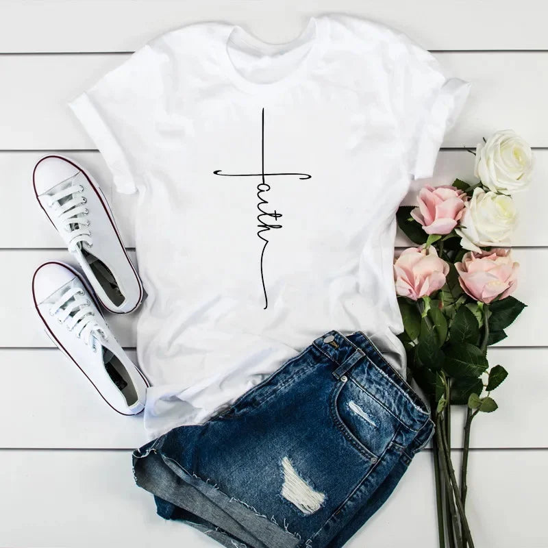 Plus Size Women’s T-Shirt – Leopard Heartbeat Print, White, Short Sleeve
