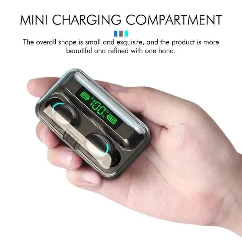 F9 Wireless Bluetooth Earbuds with Charging Case – Waterproof, LED Display