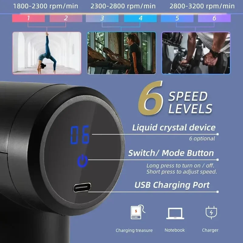 Mini<Portable muscle massage gun with deep tissue effect.