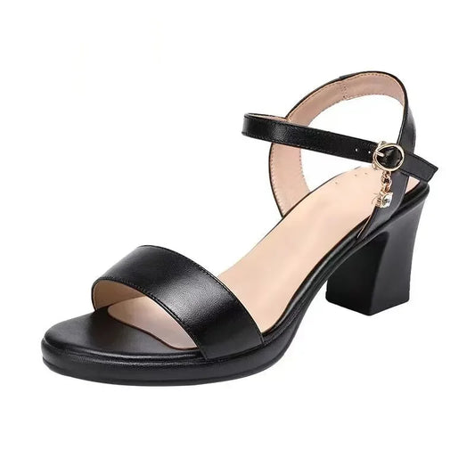 Women’s Patent Leather Peep Toe Heels – Classic Black Work Shoes