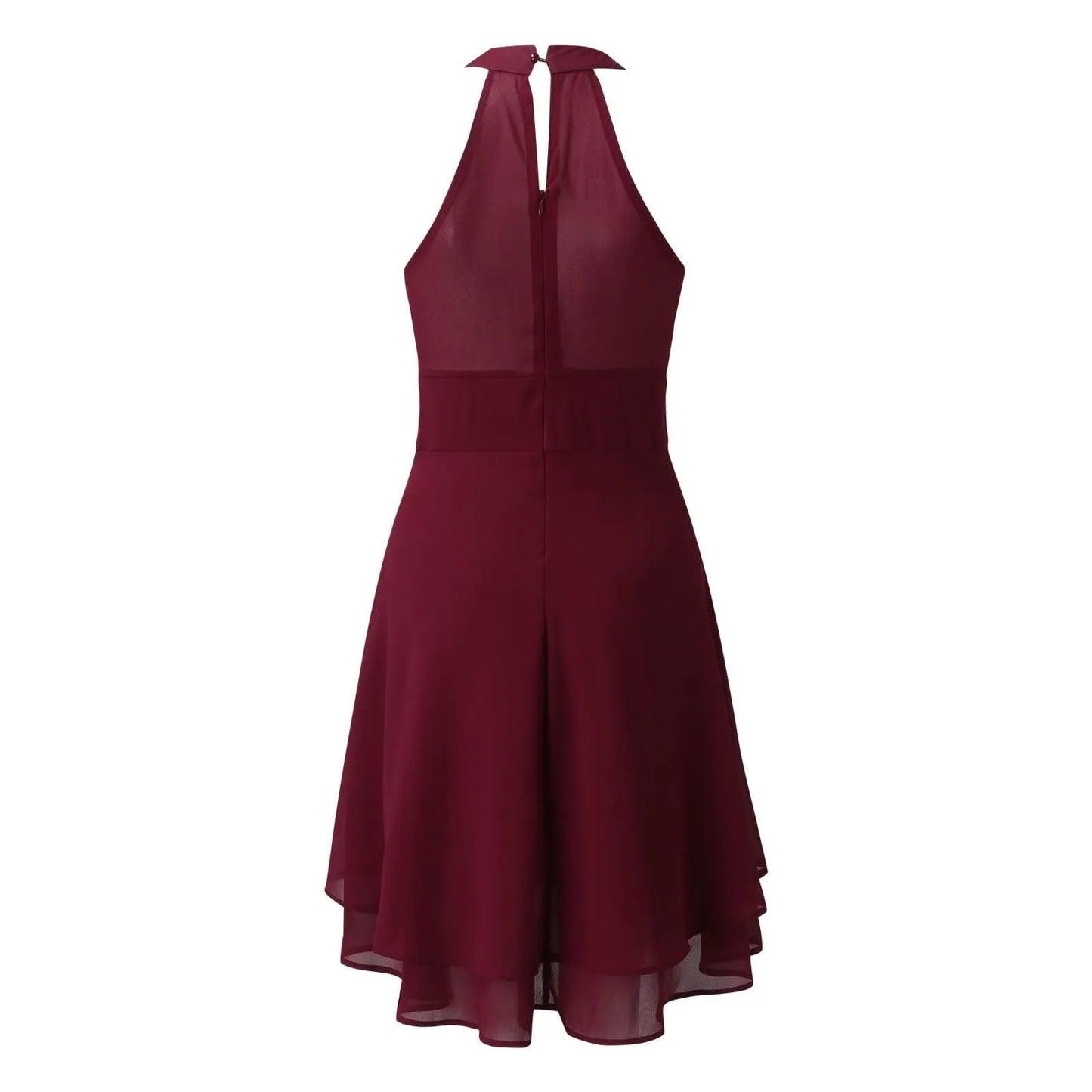 Women’s Chiffon Halter Dress – High Waist, Layered Sleeveless Design