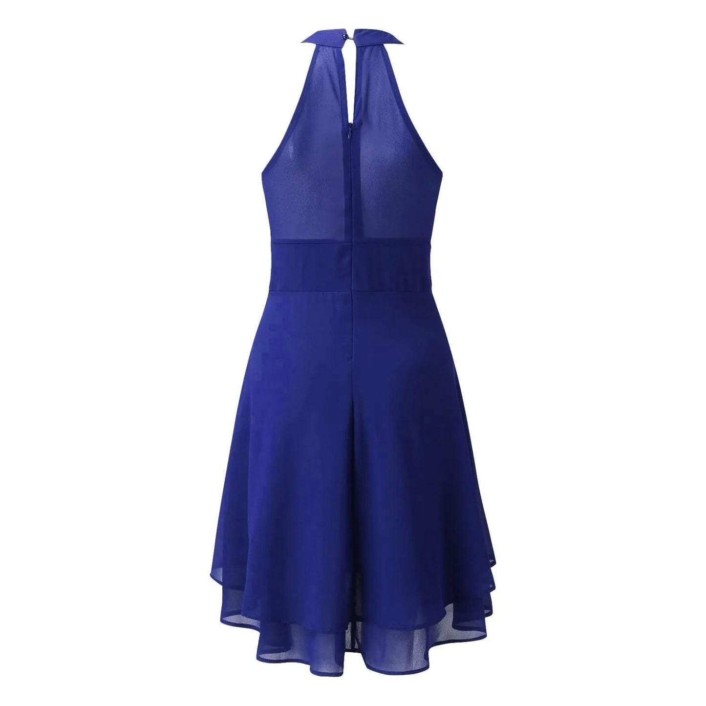 Women’s Chiffon Halter Dress – High Waist, Layered Sleeveless Design