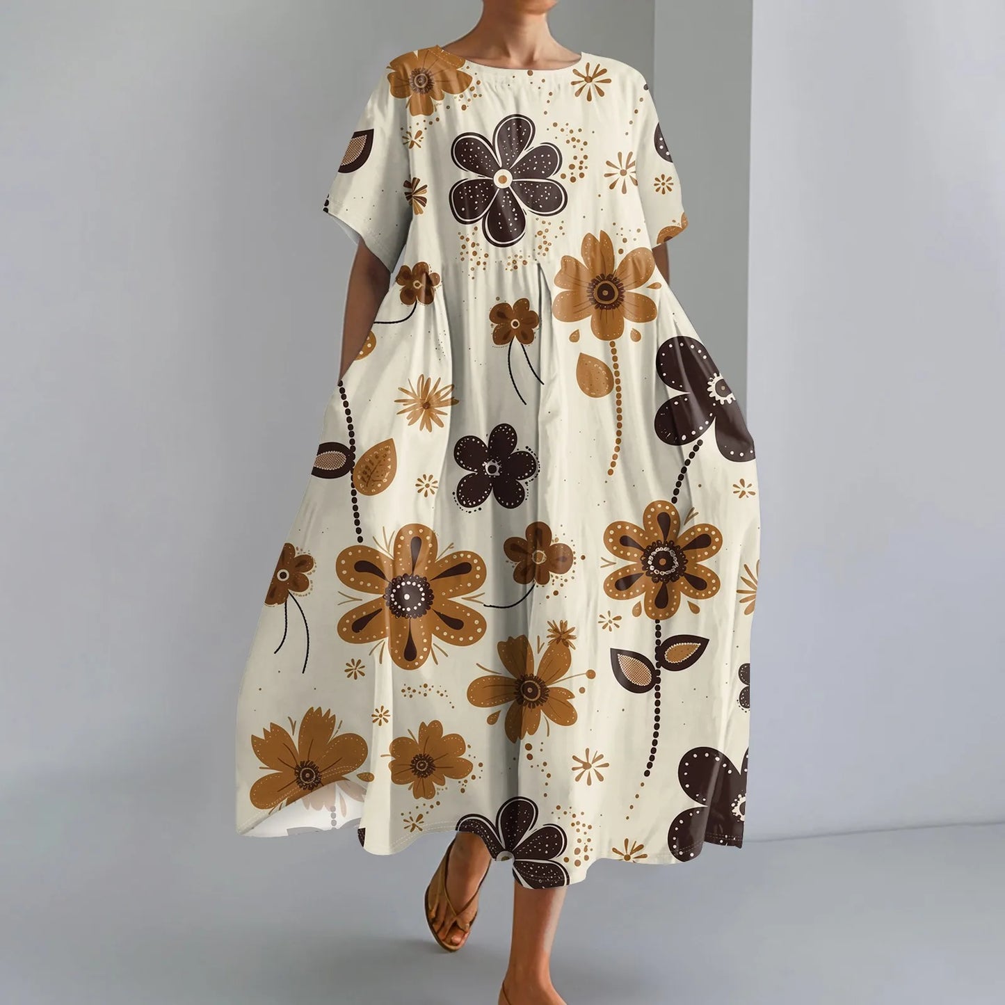 Plus Size Women’s Floral Printed Maxi Dress – Comfortable Beach or Casual Wear