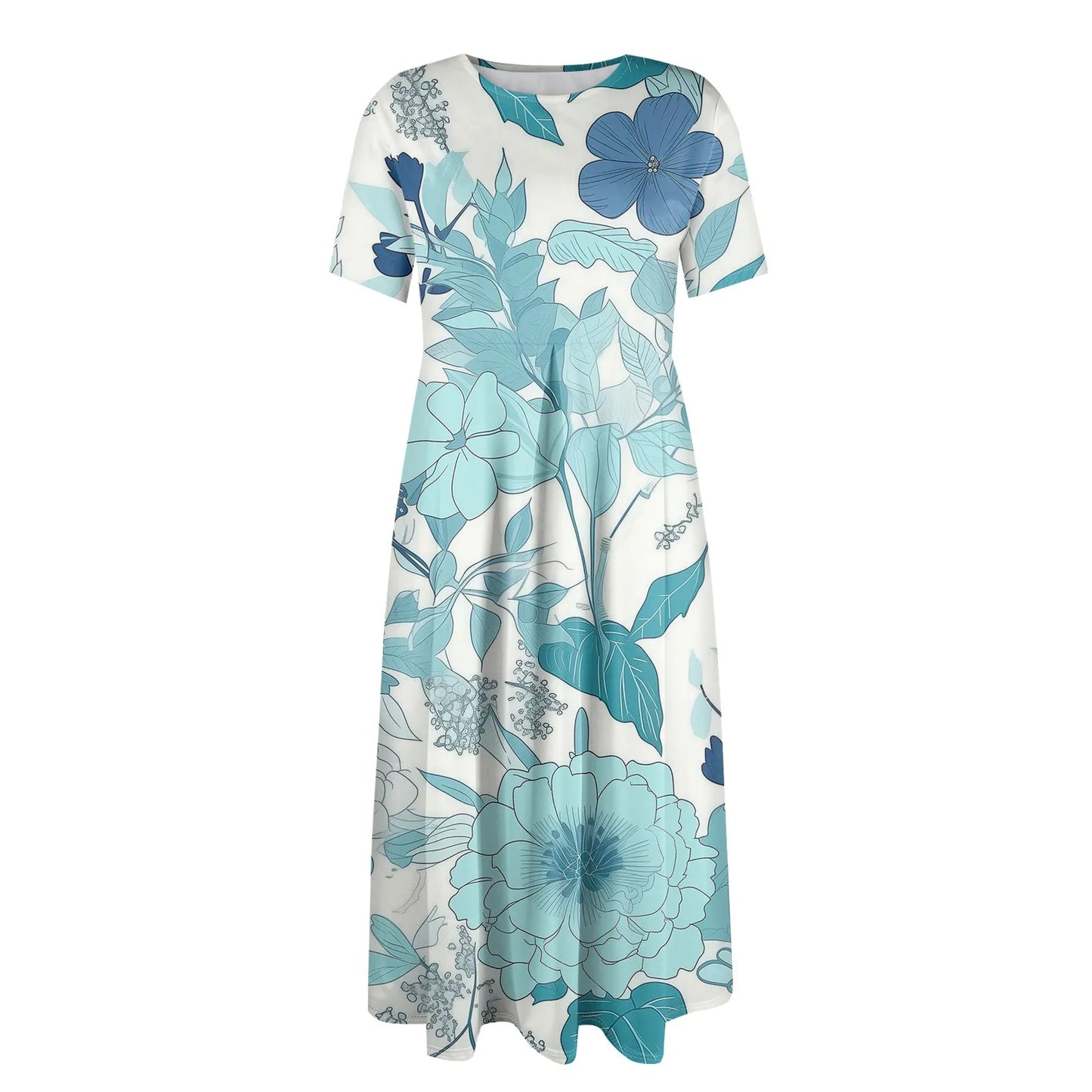 Plus Size Women’s Floral Printed Maxi Dress – Comfortable Beach or Casual Wear