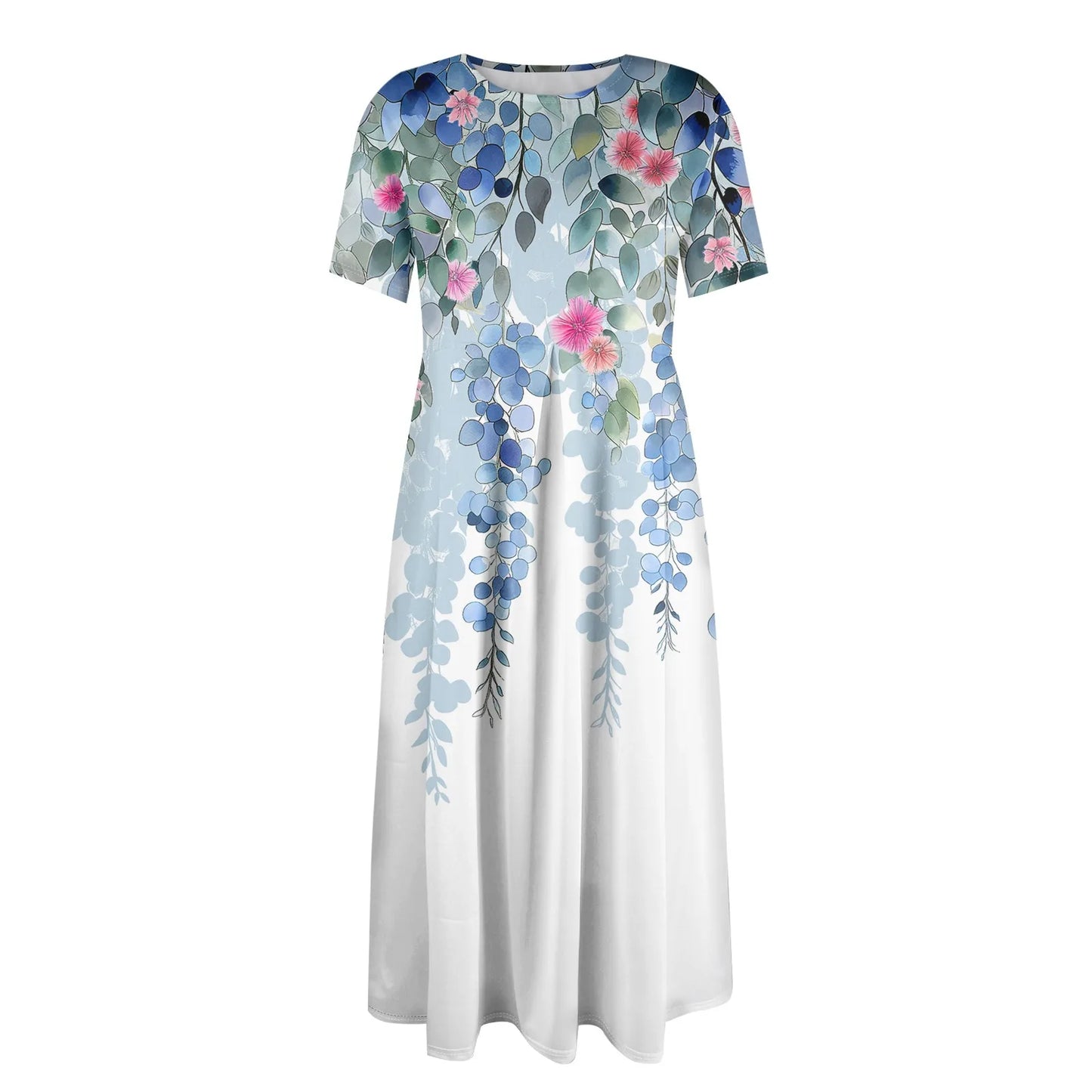 Plus Size Women’s Floral Printed Maxi Dress – Comfortable Beach or Casual Wear