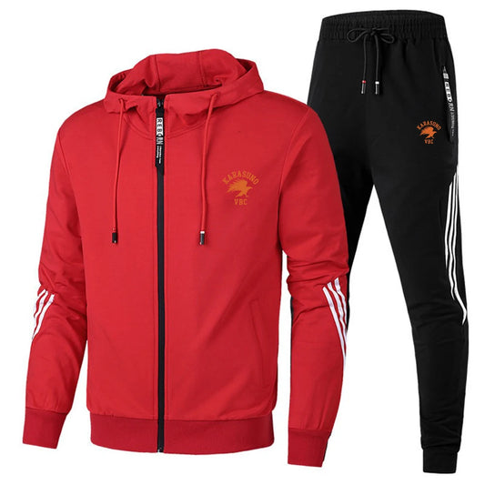 Men’s Casual Sportswear Set 2-Piece – Hooded Zip Jacket and Pants for Running, Fitness, Outdoor