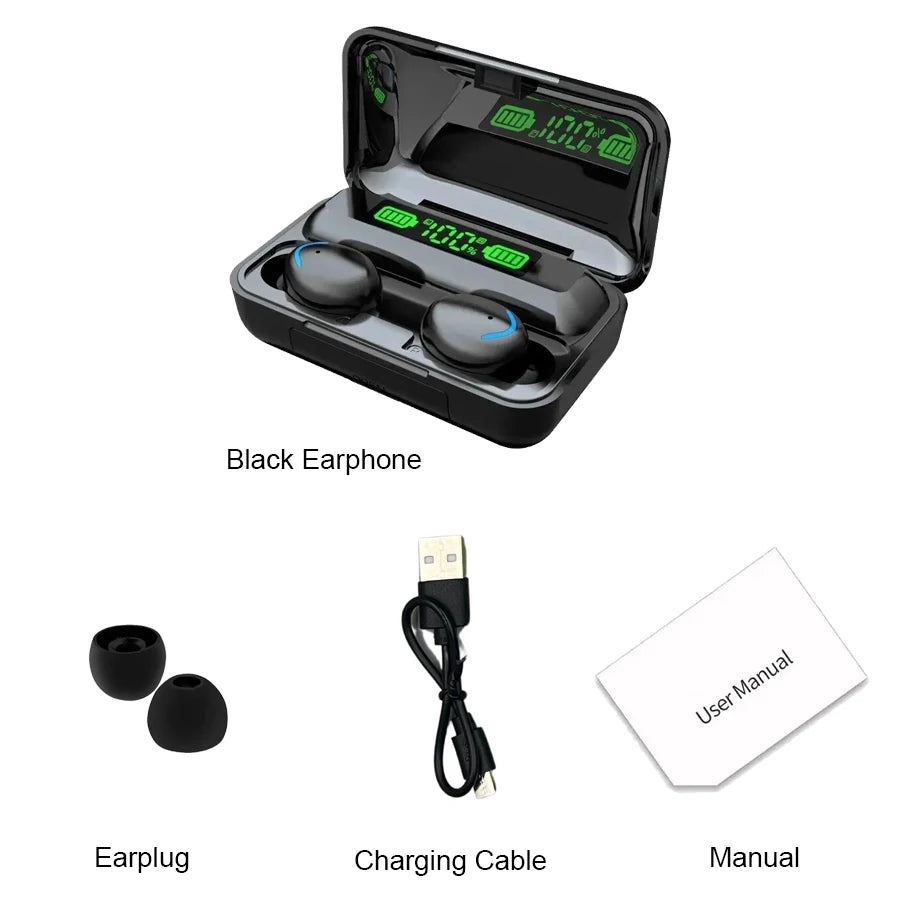 F9 Wireless Bluetooth Earbuds with Charging Case – Waterproof, LED Display