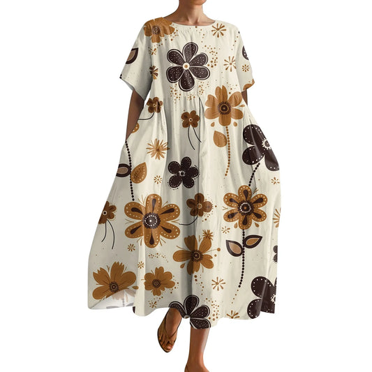 Plus Size Women’s Floral Printed Maxi Dress – Comfortable Beach or Casual Wear
