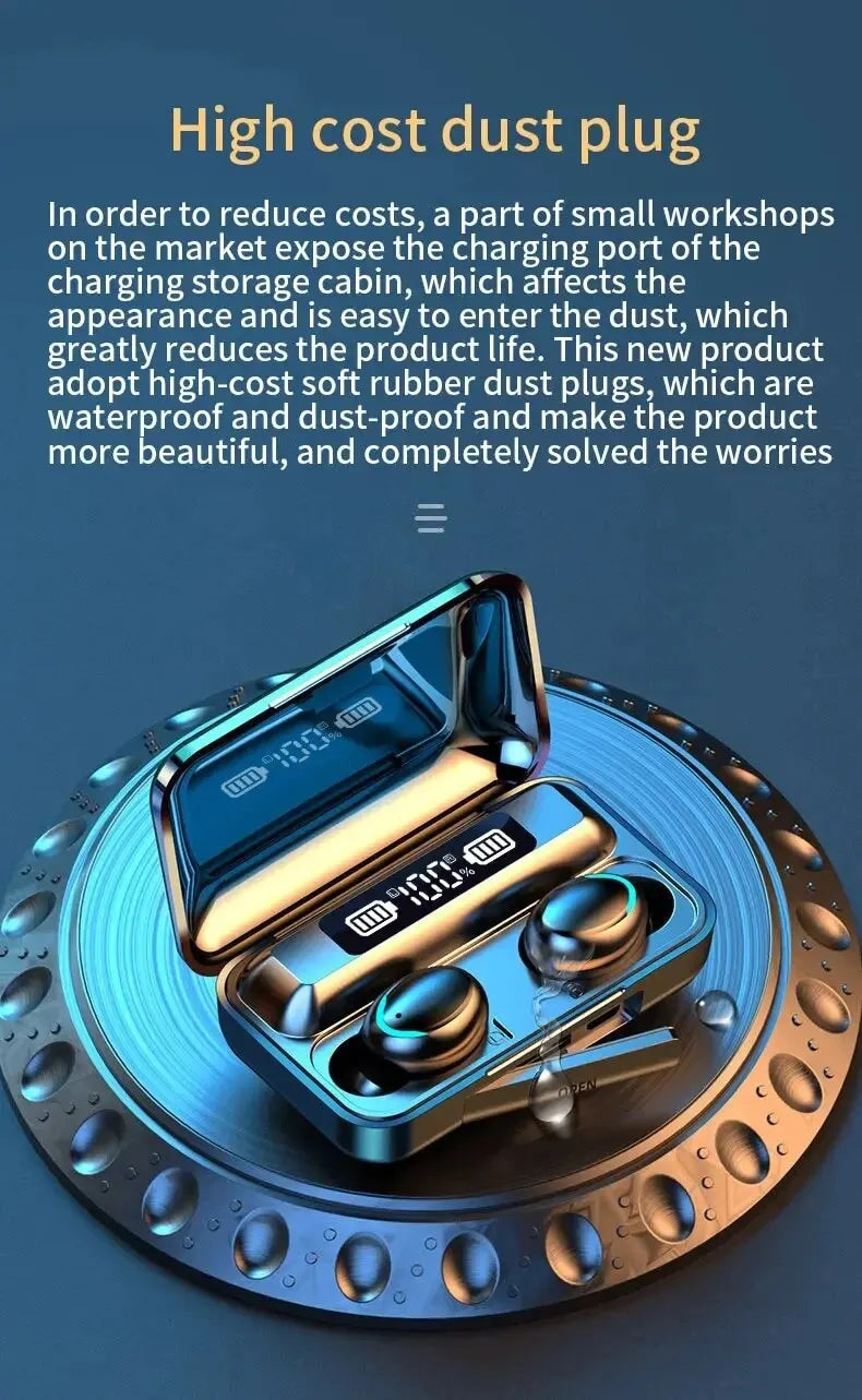 F9 Wireless Bluetooth Earbuds with Charging Case – Waterproof, LED Display