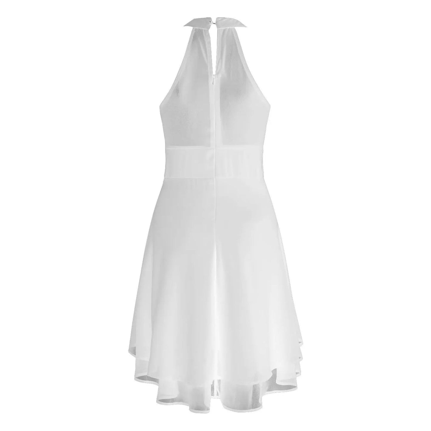 Women’s Chiffon Halter Dress – High Waist, Layered Sleeveless Design