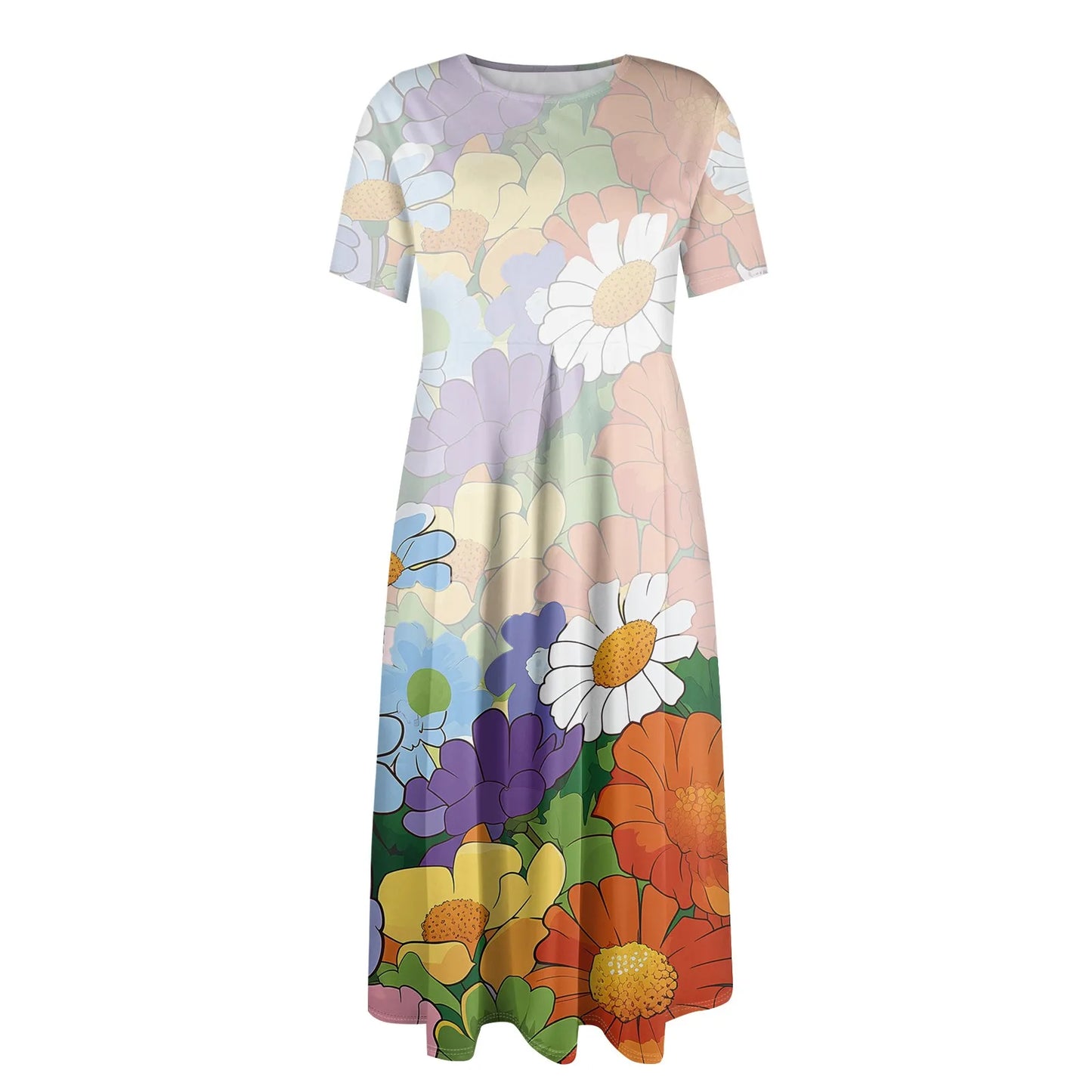 Plus Size Women’s Floral Printed Maxi Dress – Comfortable Beach or Casual Wear
