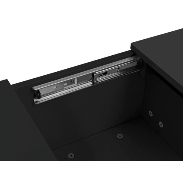 Modern Black Gloss Coffee Table – Double Drawers with Hidden Storage, 100×50×31 cm