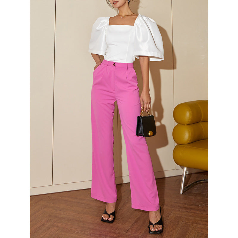 Women's Retro Lantern Sleeve Square Collar Elegant Top